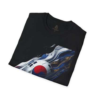 South Korea Football Wave Flag T-Shirt Luxury Abstract Soccer T-Shirt