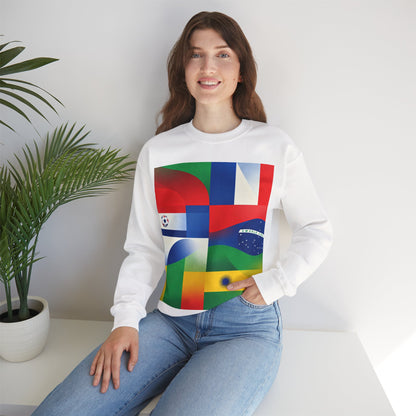 Match Day Flags Crewneck Sweatshirt — Colorful Soccer World Design