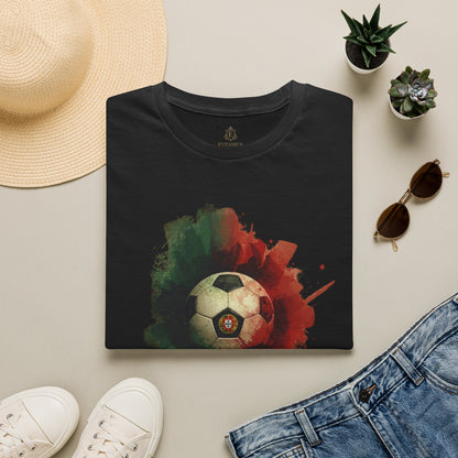 Portugal Football Flag Paint Splash T-Shirt Seleção Soccer Graphic Tee