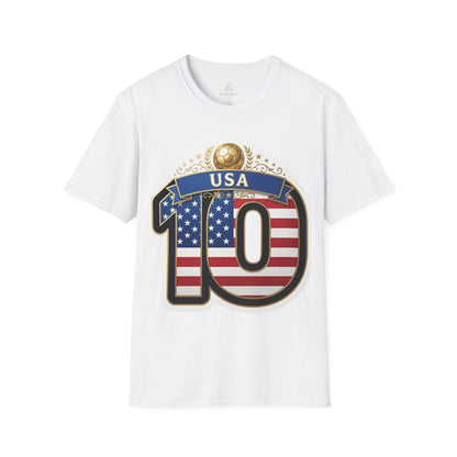 USA Number 10 Patriotic T-Shirt — American Flag Soccer Tee Style