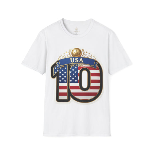 USA Number 10 Patriotic T-Shirt — American Flag Soccer Tee Style
