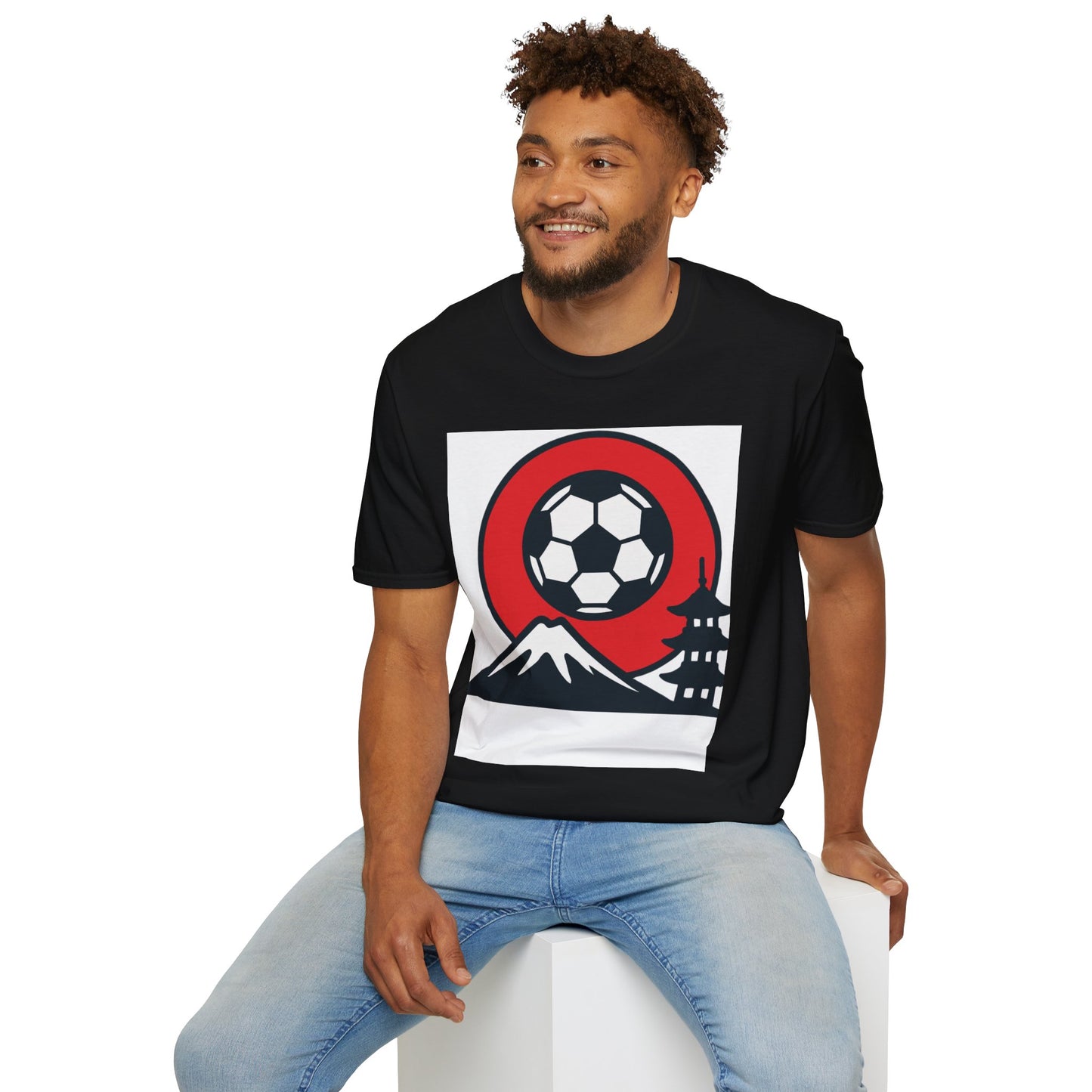 Japan Soccer T-Shirt — Mount Fuji & Pagoda Football Design Tee