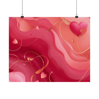Valentine Heart Waves Wall Art Poster | Romantic Pink Abstract Matte Print