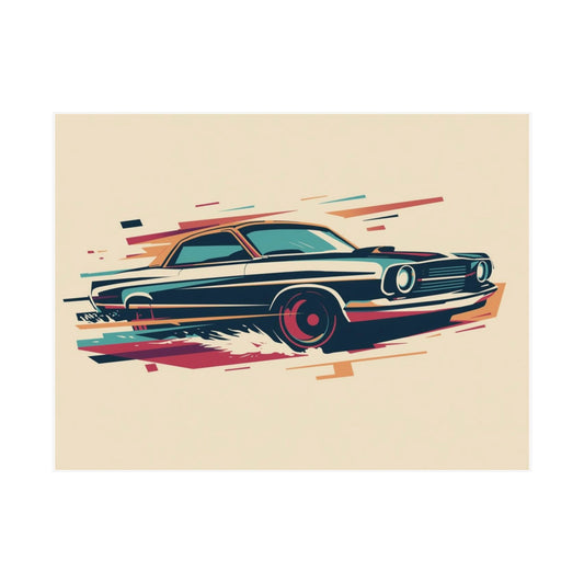 Poster of a classic vintage car on a beige background