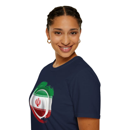 Iran Football Flag Circular Brushstroke T-Shirt Team Melli Soccer Graphic Tee