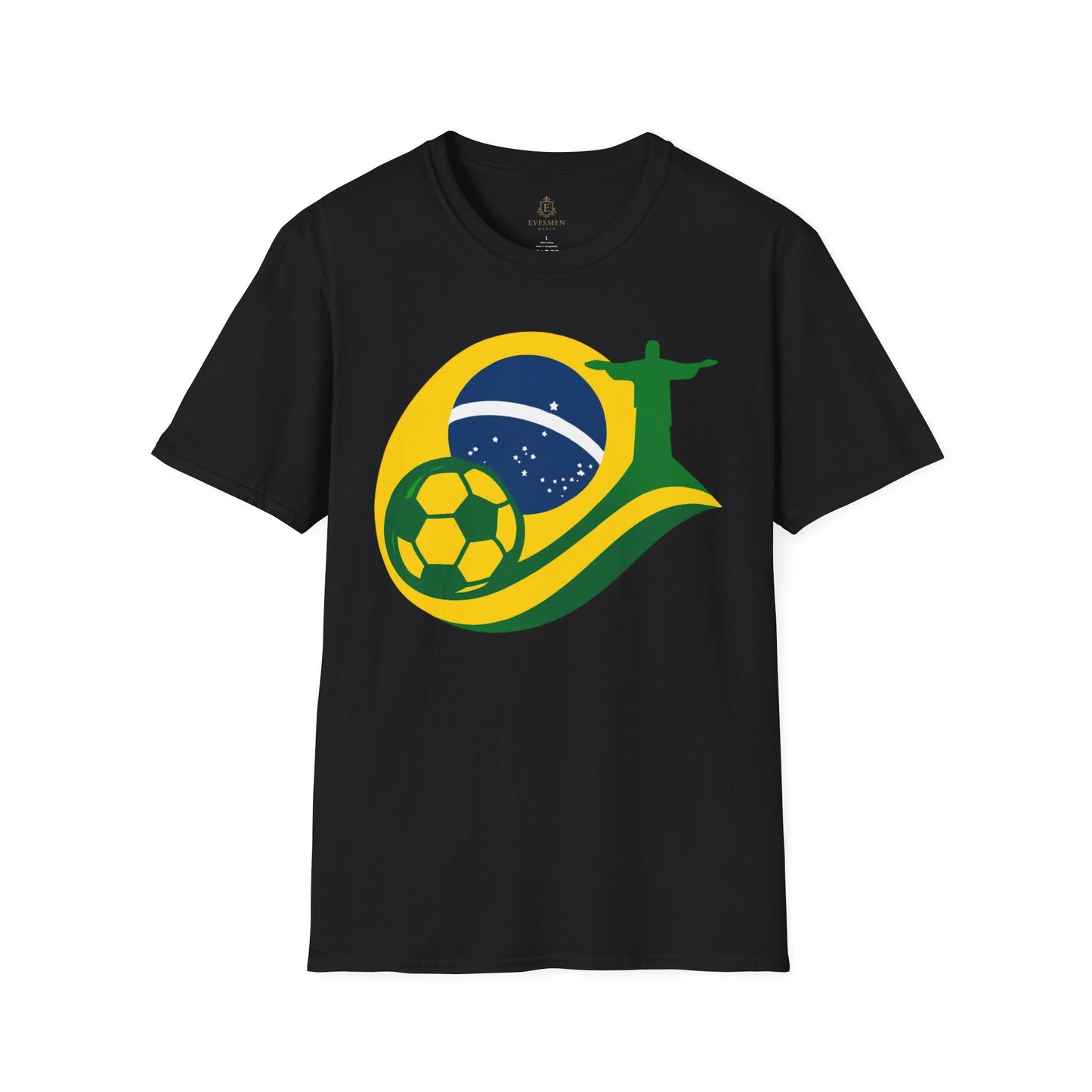 Brazil Soccer T-Shirt – Brazilian Flag, Christ the Redeemer & Football Graphic Tee