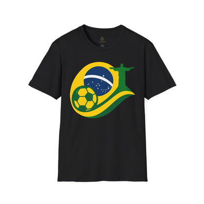 Brazil Soccer T-Shirt – Brazilian Flag, Christ the Redeemer & Football Graphic Tee