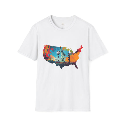 USA Soccer Match Day T-shirt — Colorful Map Graphic Tee