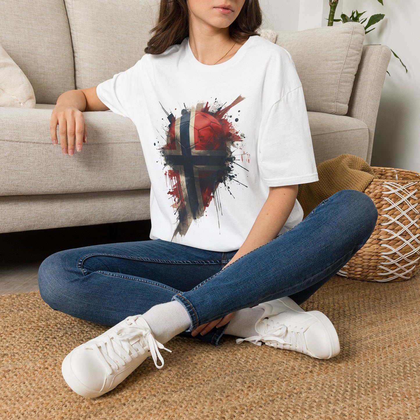 Norway Football Flag Paint Splash T-Shirt Løvene Soccer Grunge Tee