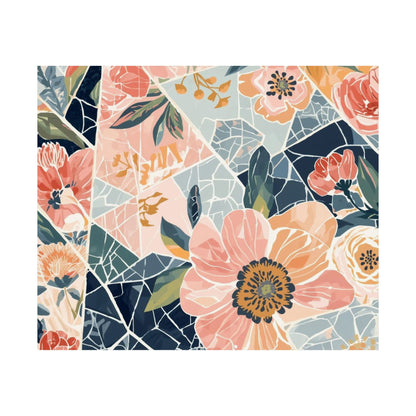 Floral Mosaic Matte Poster — Horizontal Botanical Wall Art, Modern-Boho Decor