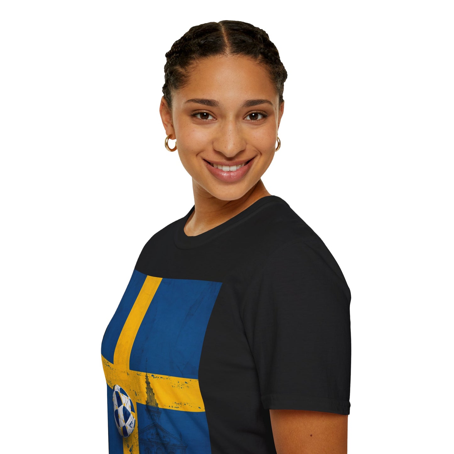 Sweden Flag Soccer T-Shirt — Distressed Swedish Flag Football Tee