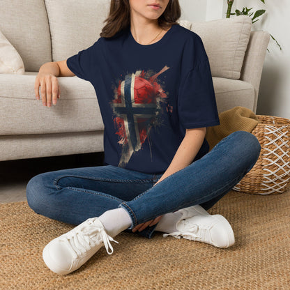 Norway Football Flag Paint Splash T-Shirt Løvene Soccer Grunge Tee