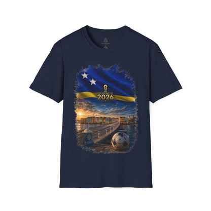 Curaçao Football Flag Handelskade T‑Shirt Cinematic Caribbean Soccer Tee