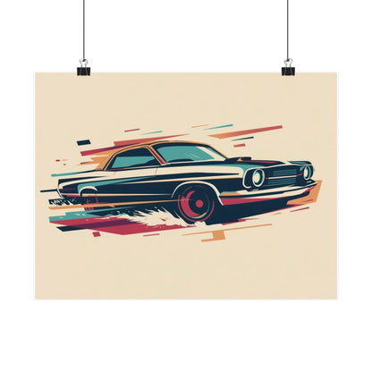A classic vintage car on a beige background poster