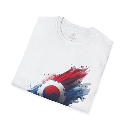 South Korea Football Flag T-Shirt Abstract Splatter Soccer Design Tee