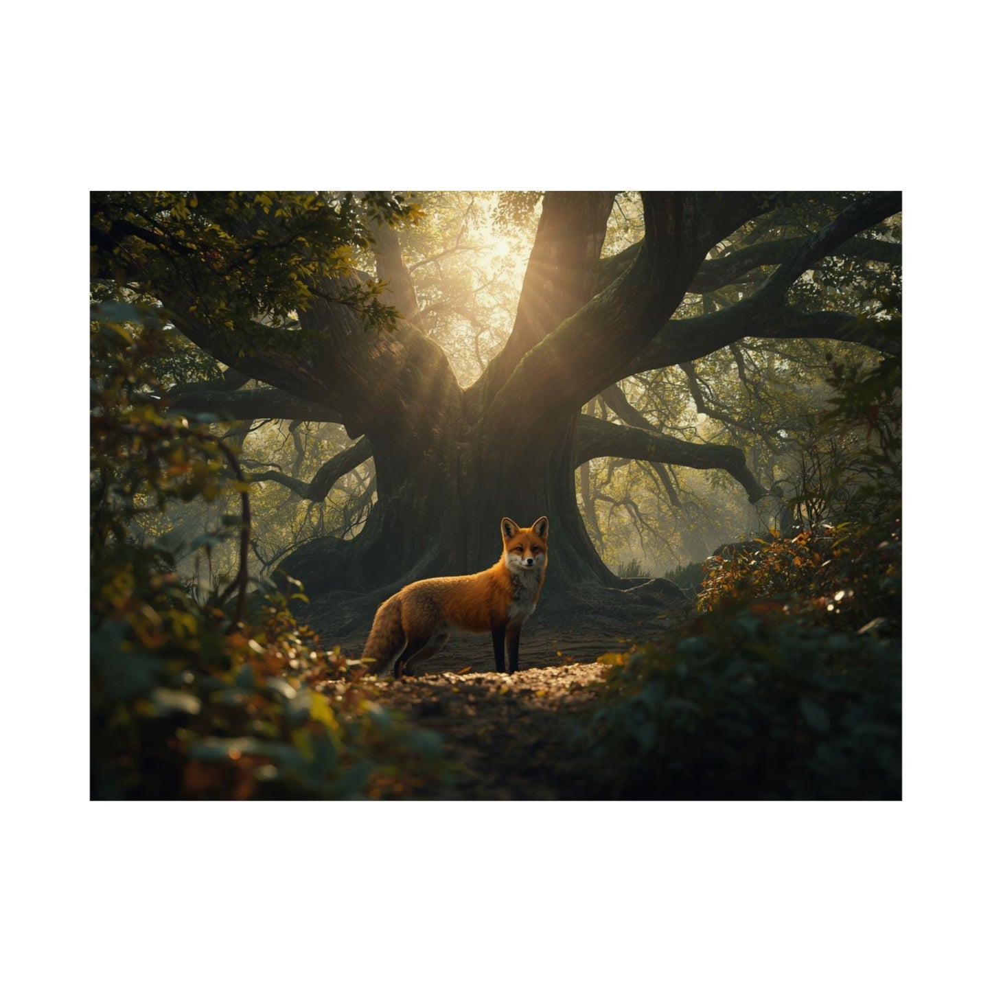 Woodland Fox Poster – Matte Horizontal Nature Wall Decor