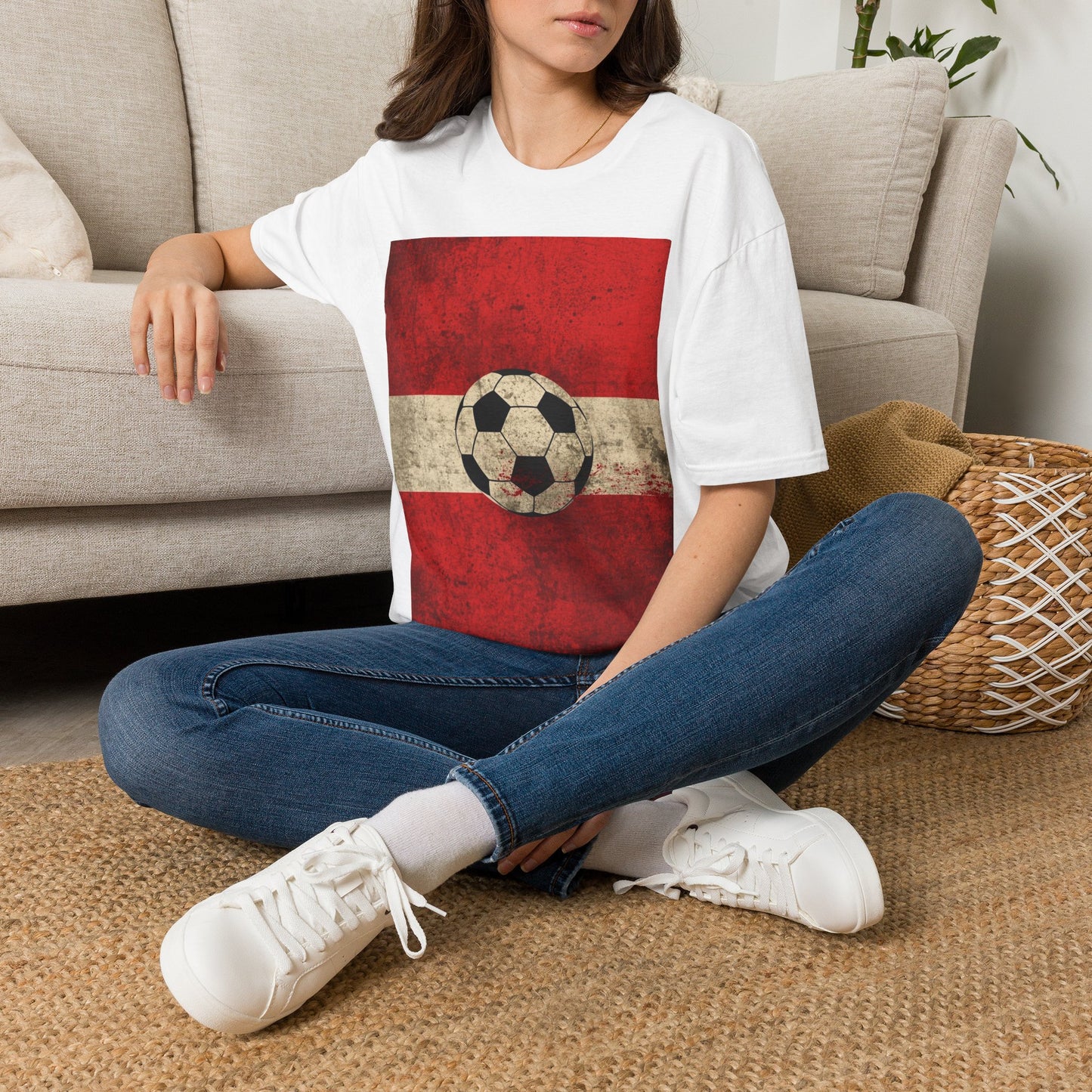 Austria Flag Abstract Grunge Tee Unsere Burschen Soccer Graphic T-Shirt
