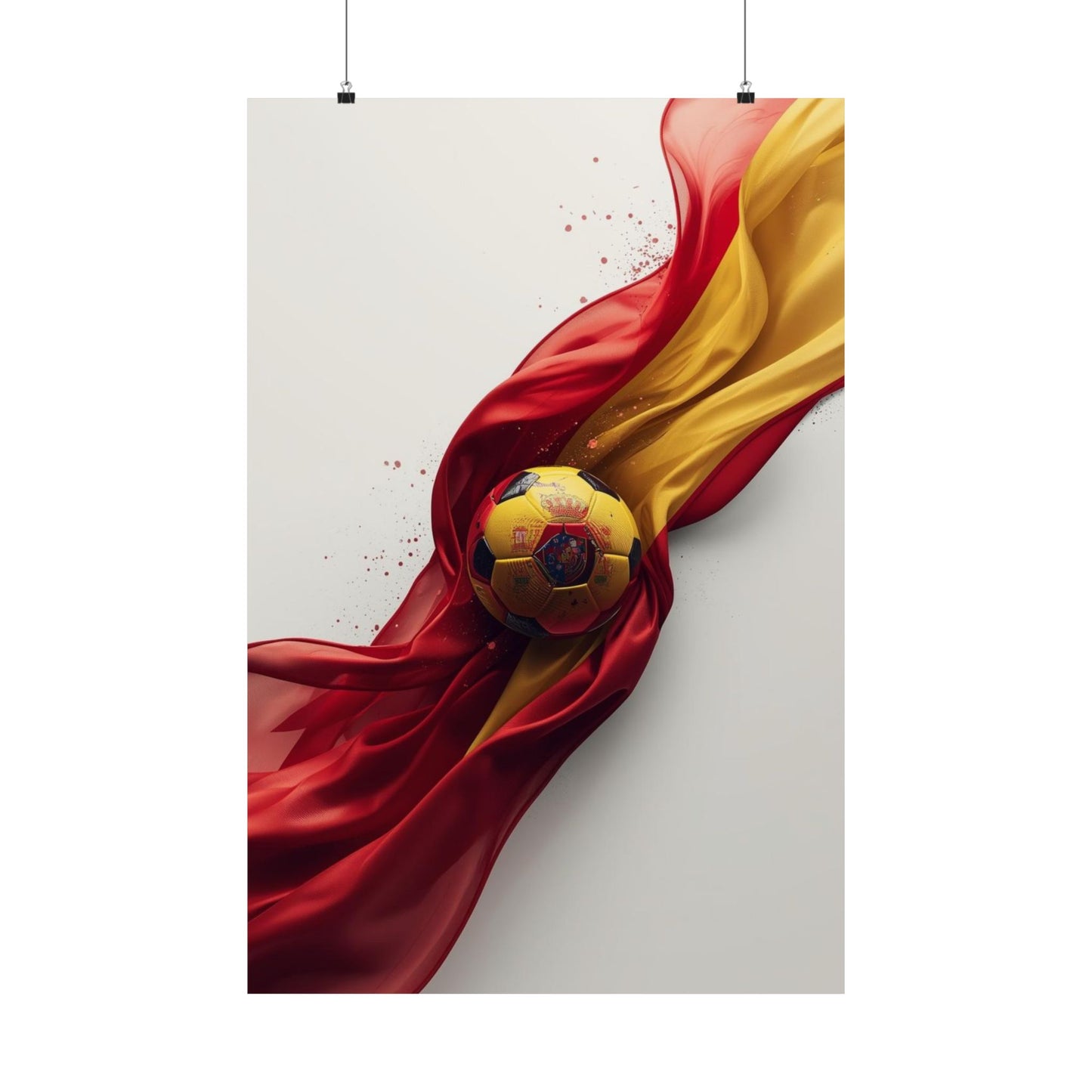 Spain Football Team Custom Ball with Flag and Crest Art Poster
