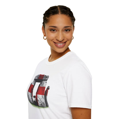 England Flag Stonehenge Football T-Shirt Three Lions Soccer Ancient Monument Tee
