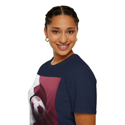 Qatar Football Flag Abstract Graphic T-Shirt Al-Annabbi Soccer Design Tee
