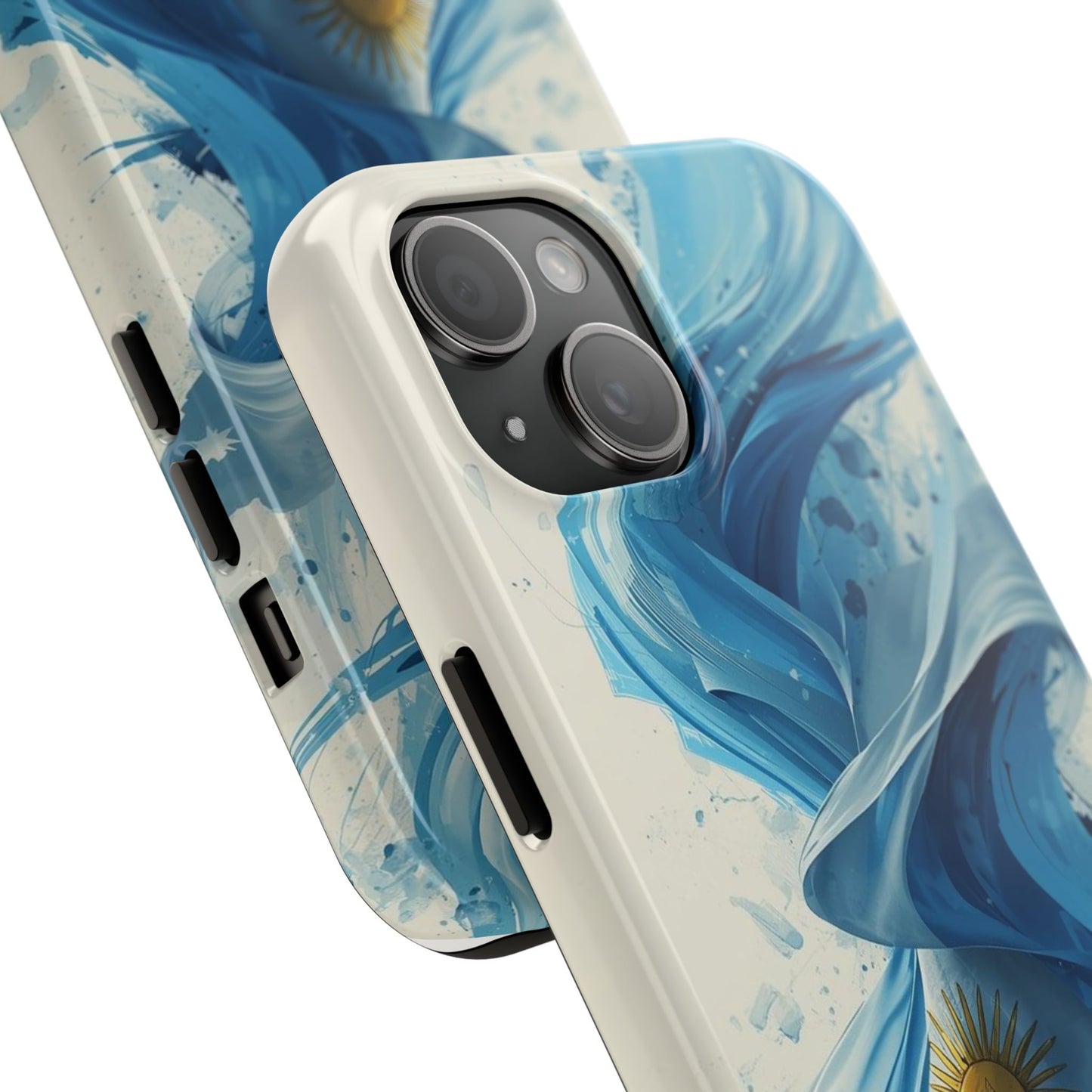 Argentinian Flag Watercolor Tough Phone Case - Blue Ribbon & Sun Protective Cover