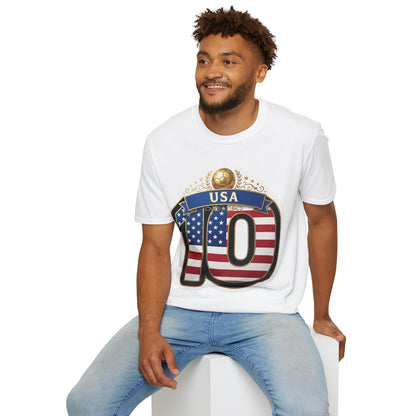 USA Number 10 Patriotic T-Shirt — American Flag Soccer Tee Style