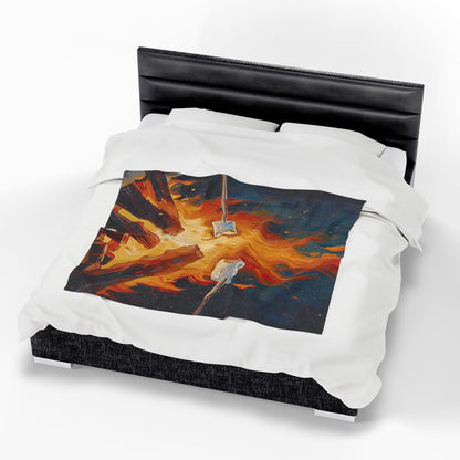 Bonfire Marshmallow Plush Blanket — Cozy Velveteen Throw for Camping Nights & Outdoor Gatherings