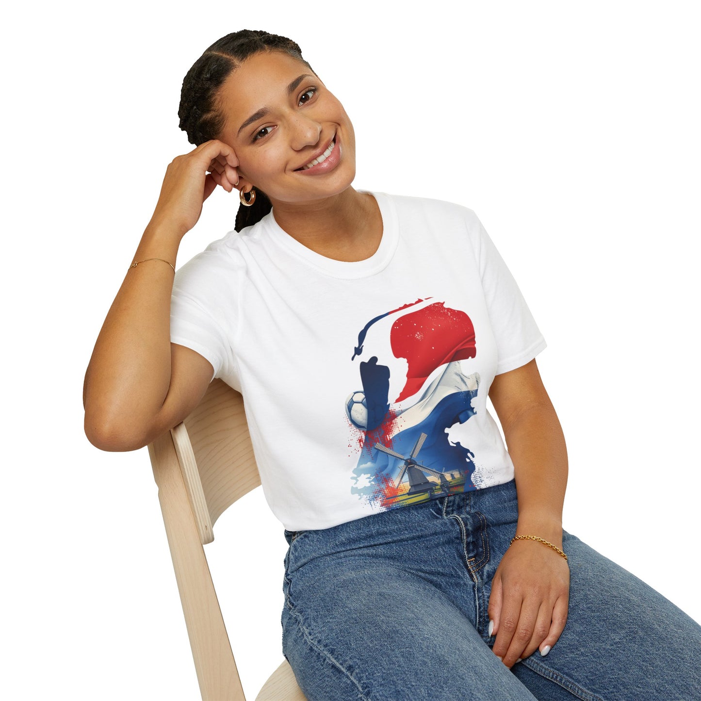 Netherlands Flag Watercolor T-Shirt — Dutch Windmill Scenic Tee
