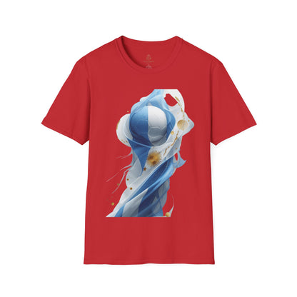 Dynamic Argentina Soccer Match Day T-Shirt — Modern Fluid Art Graphic Tee