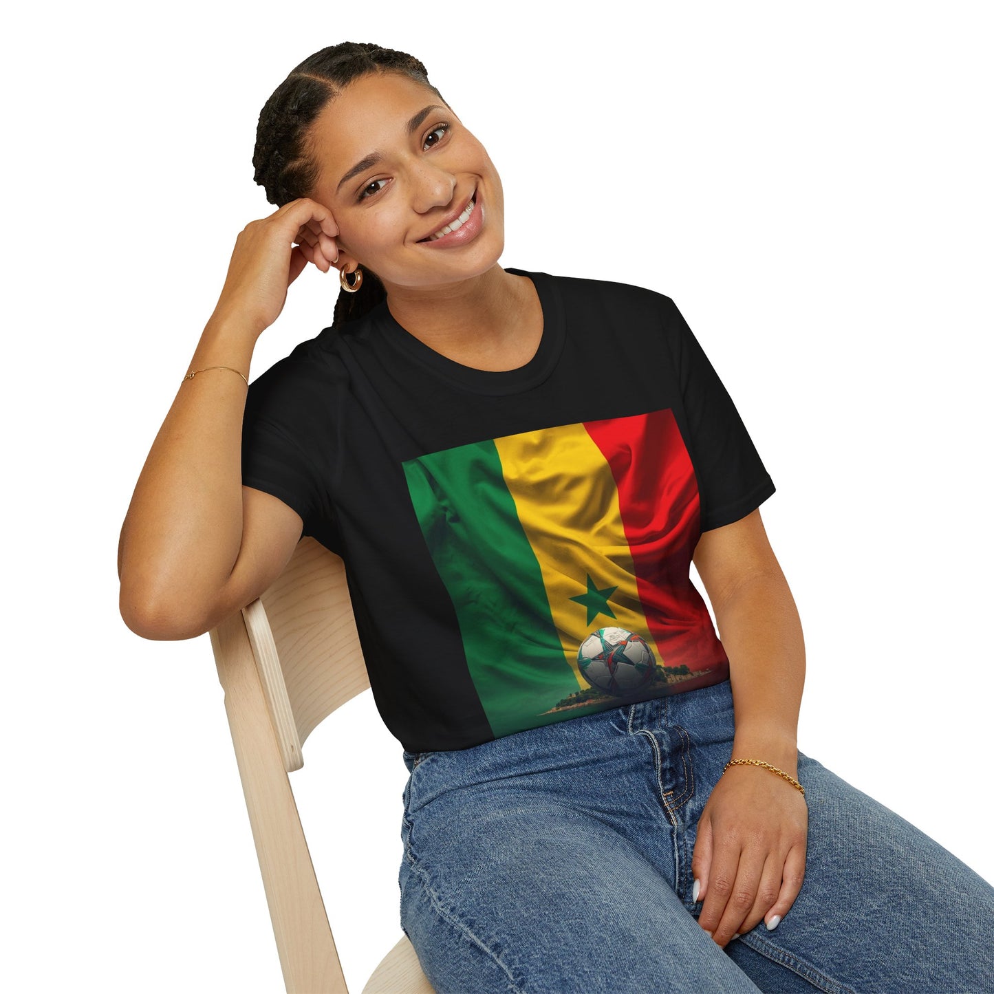 Senegal Flag Soccer T-Shirt – Football Fan Jersey with Green Yellow Red Design