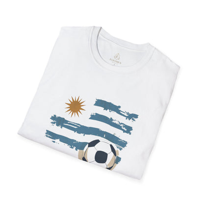 Uruguay Football Flag Graphic T-Shirt La Celeste Soccer Brushstroke Tee