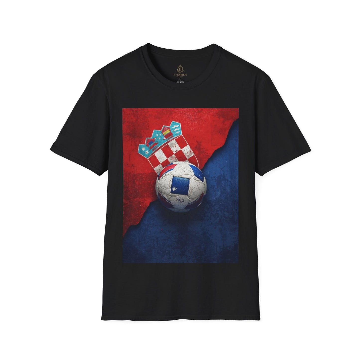 Croatia Football Coat of Arms Tee Vatreni Soccer Textured Checkerboard T-Shirt