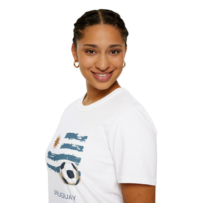 Uruguay Football Flag Graphic T-Shirt La Celeste Soccer Brushstroke Tee