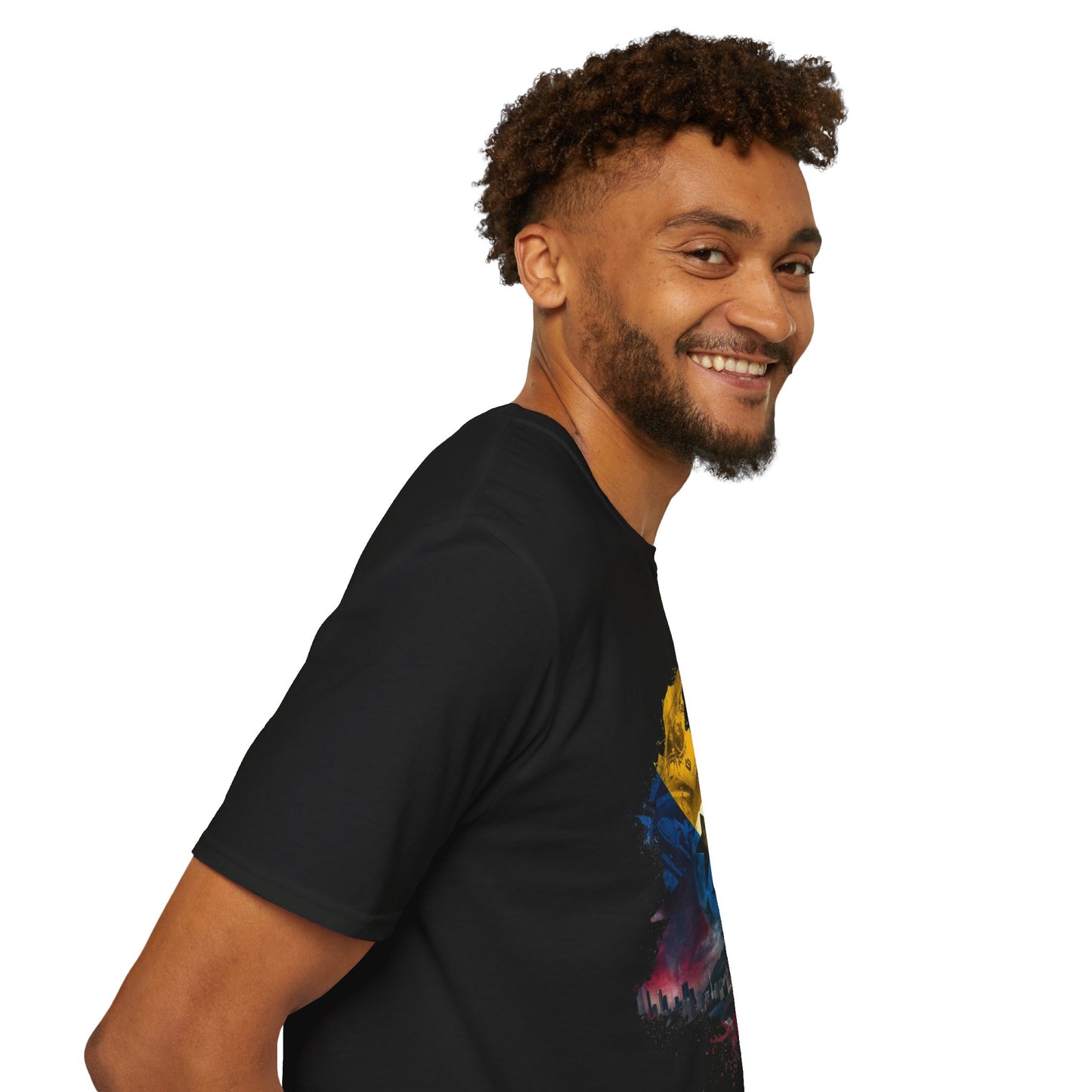 Colombia Map Skyline Football T-Shirt — Watercolor Grunge Soccer Design Tee