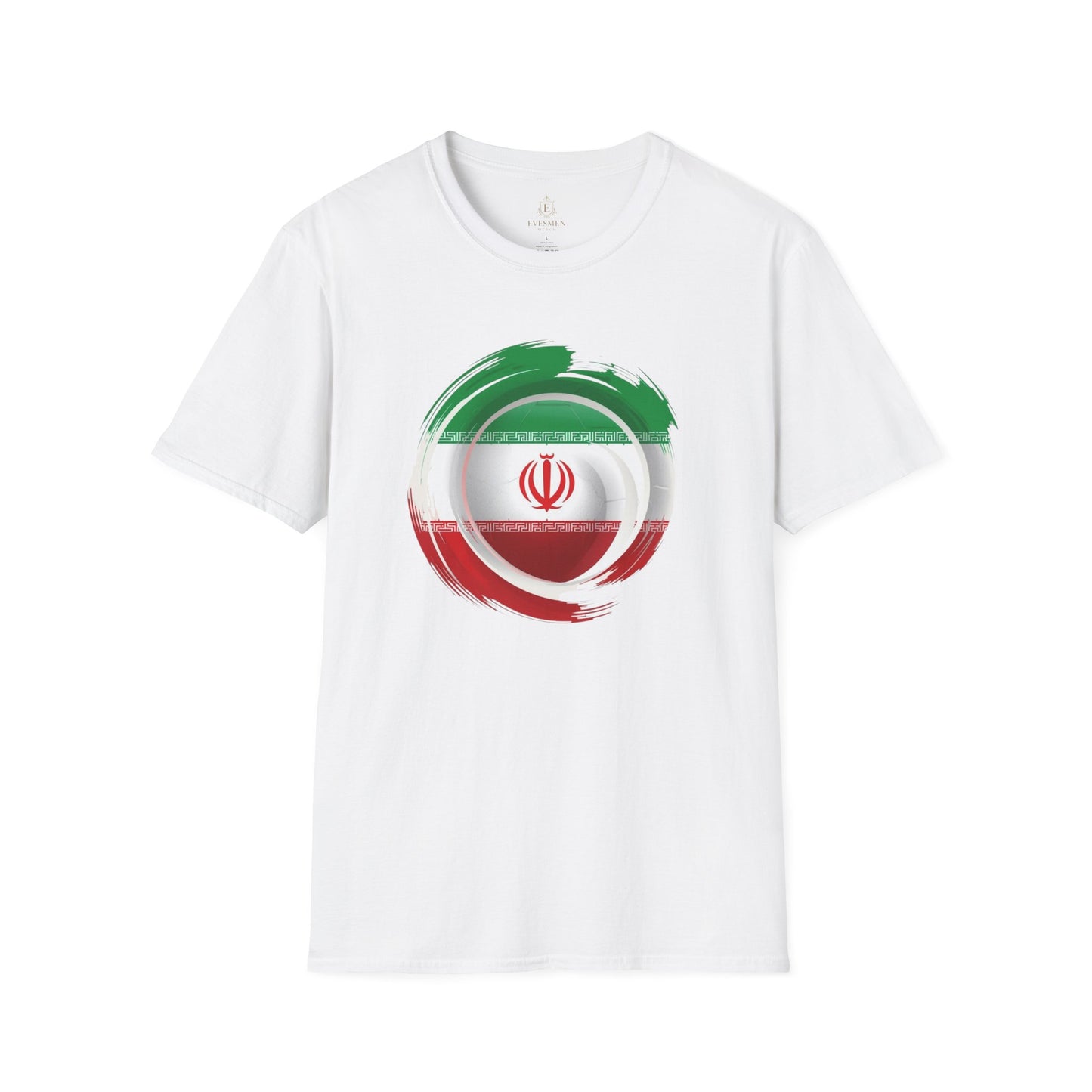 Iran Football Flag Circular Brushstroke T-Shirt Team Melli Soccer Graphic Tee