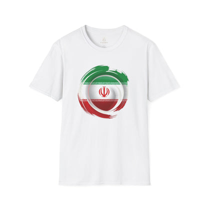 Iran Football Flag Circular Brushstroke T-Shirt Team Melli Soccer Graphic Tee