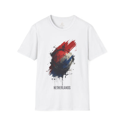 Netherlands Football Flag Abstract Splash T-Shirt Oranje Soccer Graphic Tee