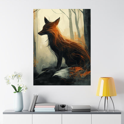 Mystical Fox Forest Poster | Matte Woodland Wall Art Print