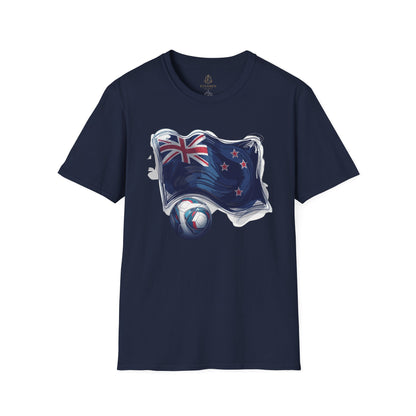 New Zealand Football Flag Sketch Tee All Whites Soccer Graphic T-Shirt