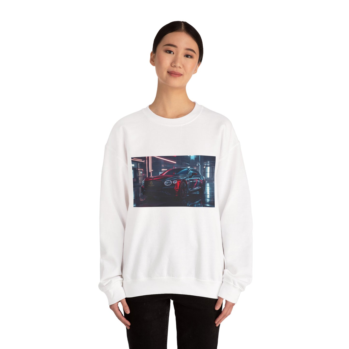 Racing Night Crewneck Sweatshirt – Neon Cyberpunk Sports Car Graphic