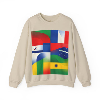 Match Day Flags Crewneck Sweatshirt — Colorful Soccer World Design