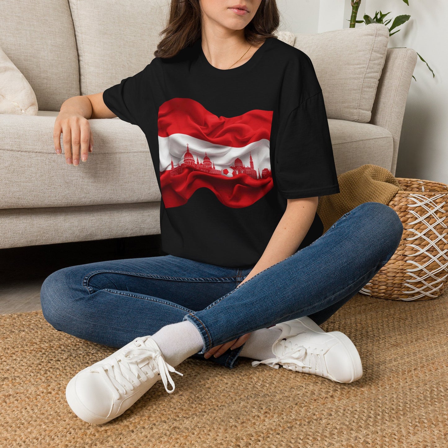 Austria Flag Vienna Cityscape Soccer Tee Unsere Burschen Football T-Shirt