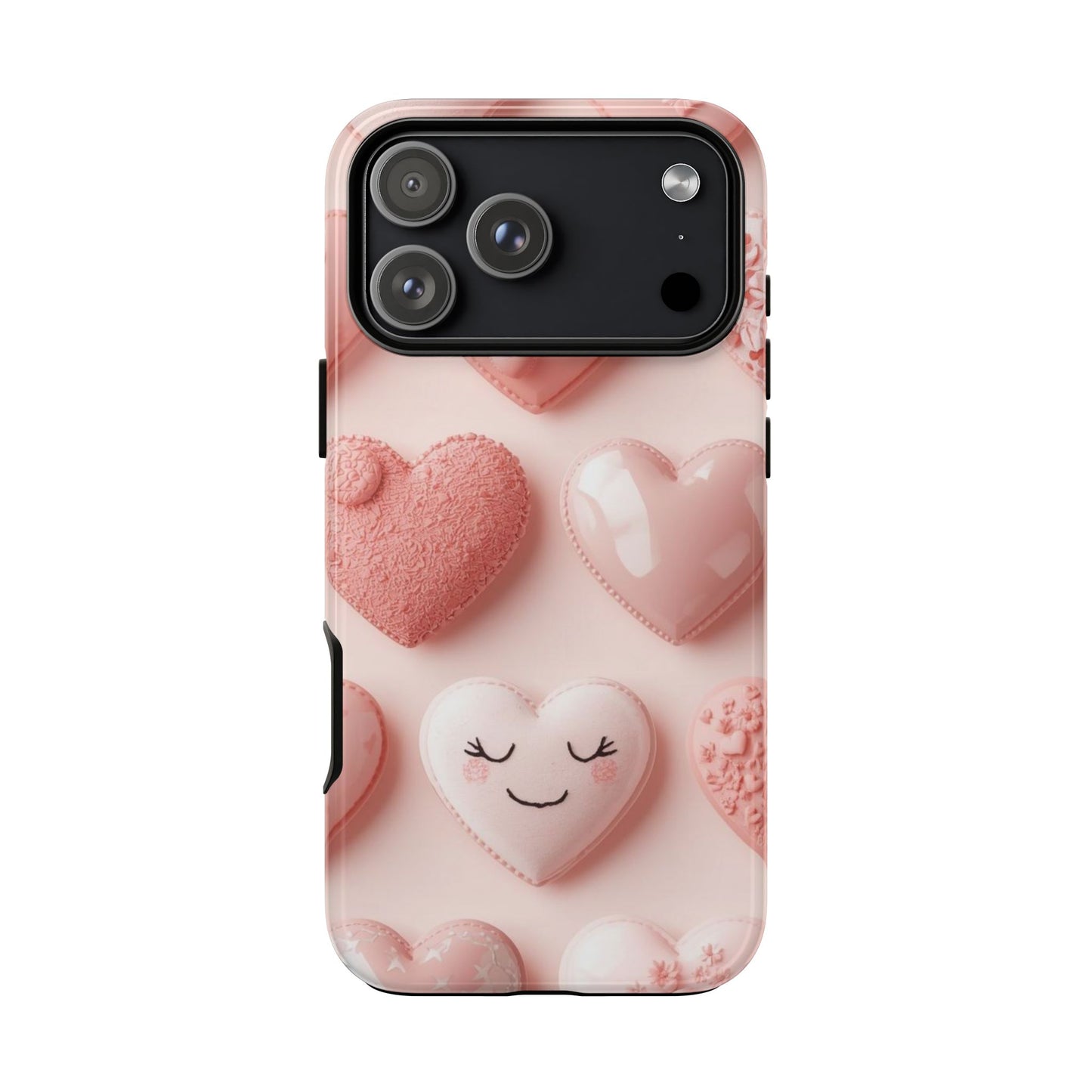 Phone Case — Pink 3D Hearts Cute Valentine Protective Cover