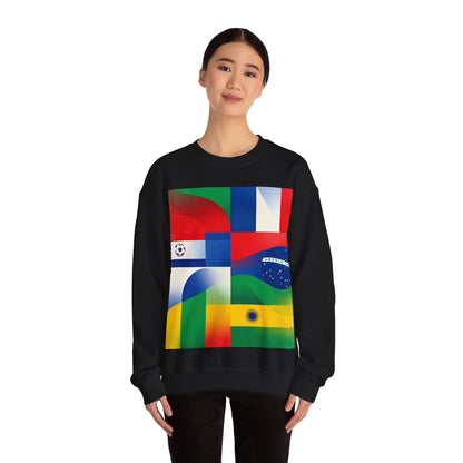 Match Day Flags Crewneck Sweatshirt — Colorful Soccer World Design