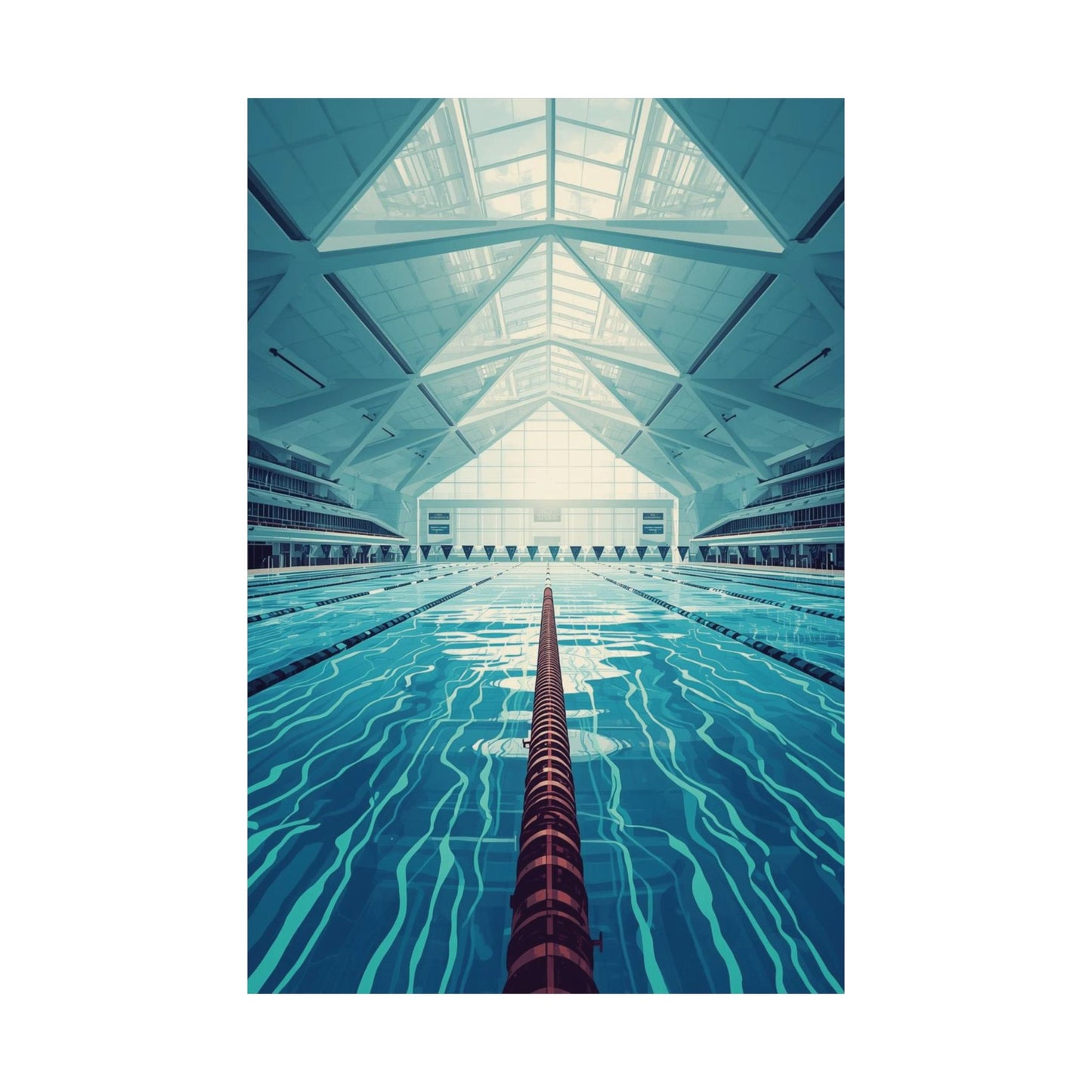 Swimming pool with geometric ceiling design