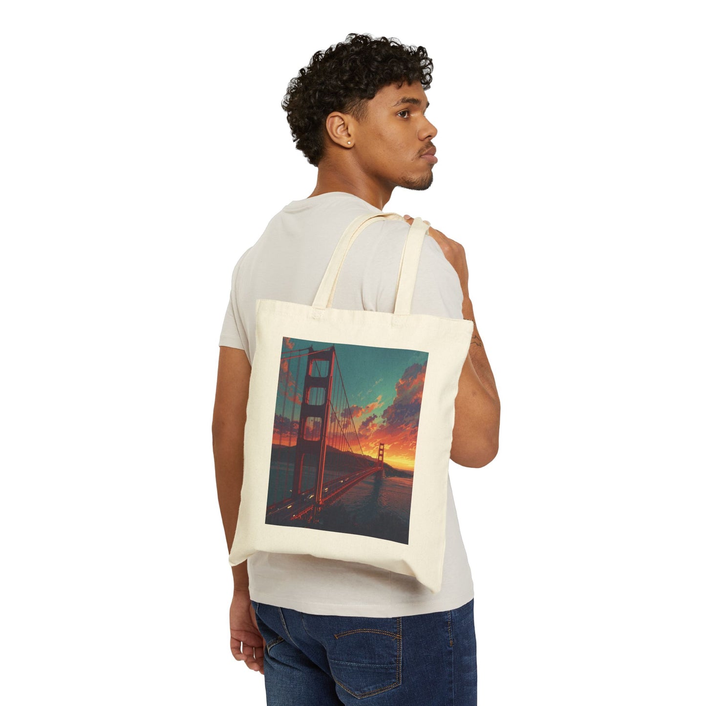 Golden Gate Sunset Tote Bag - San Francisco Canvas Tote
