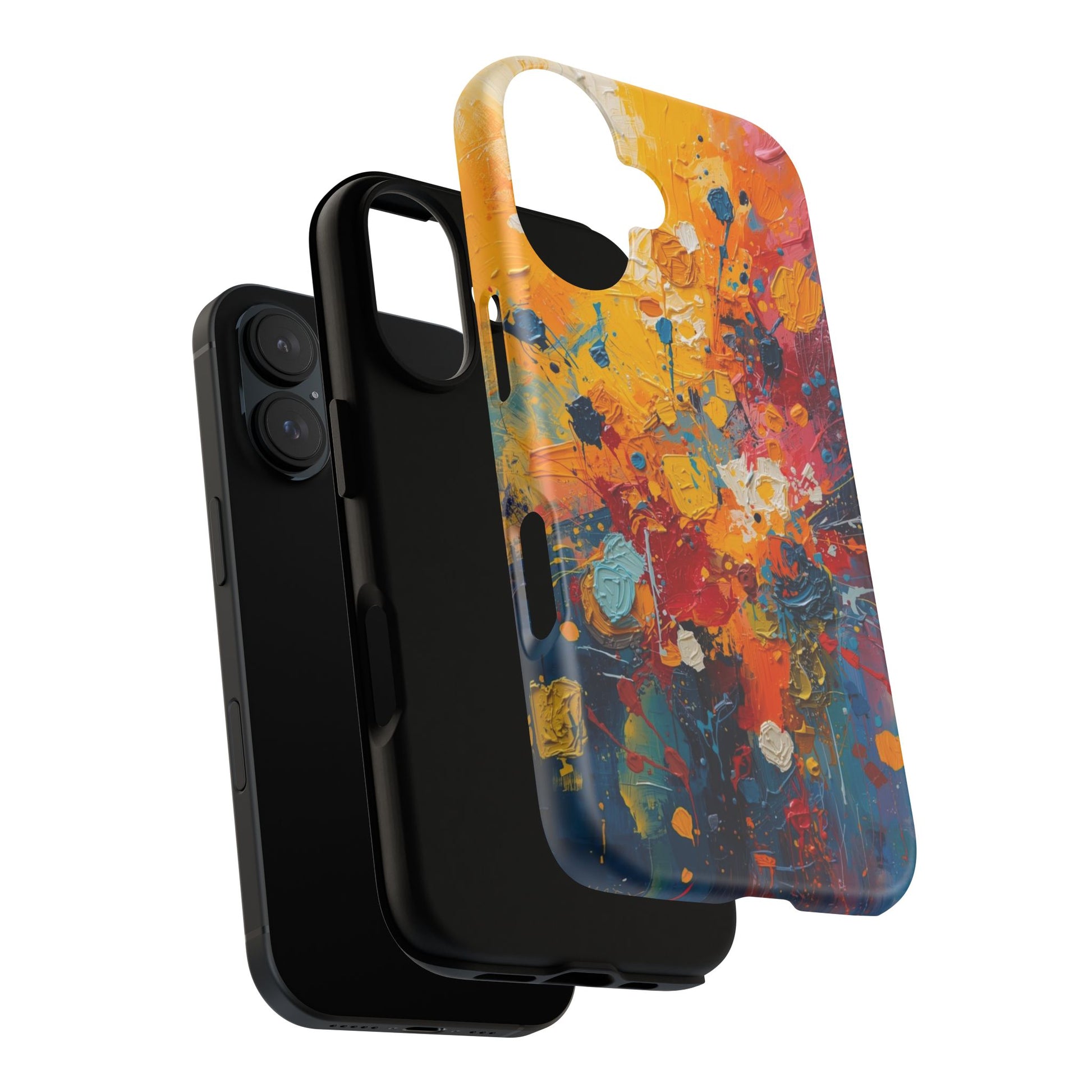 Colorful abstract phone case on a white background