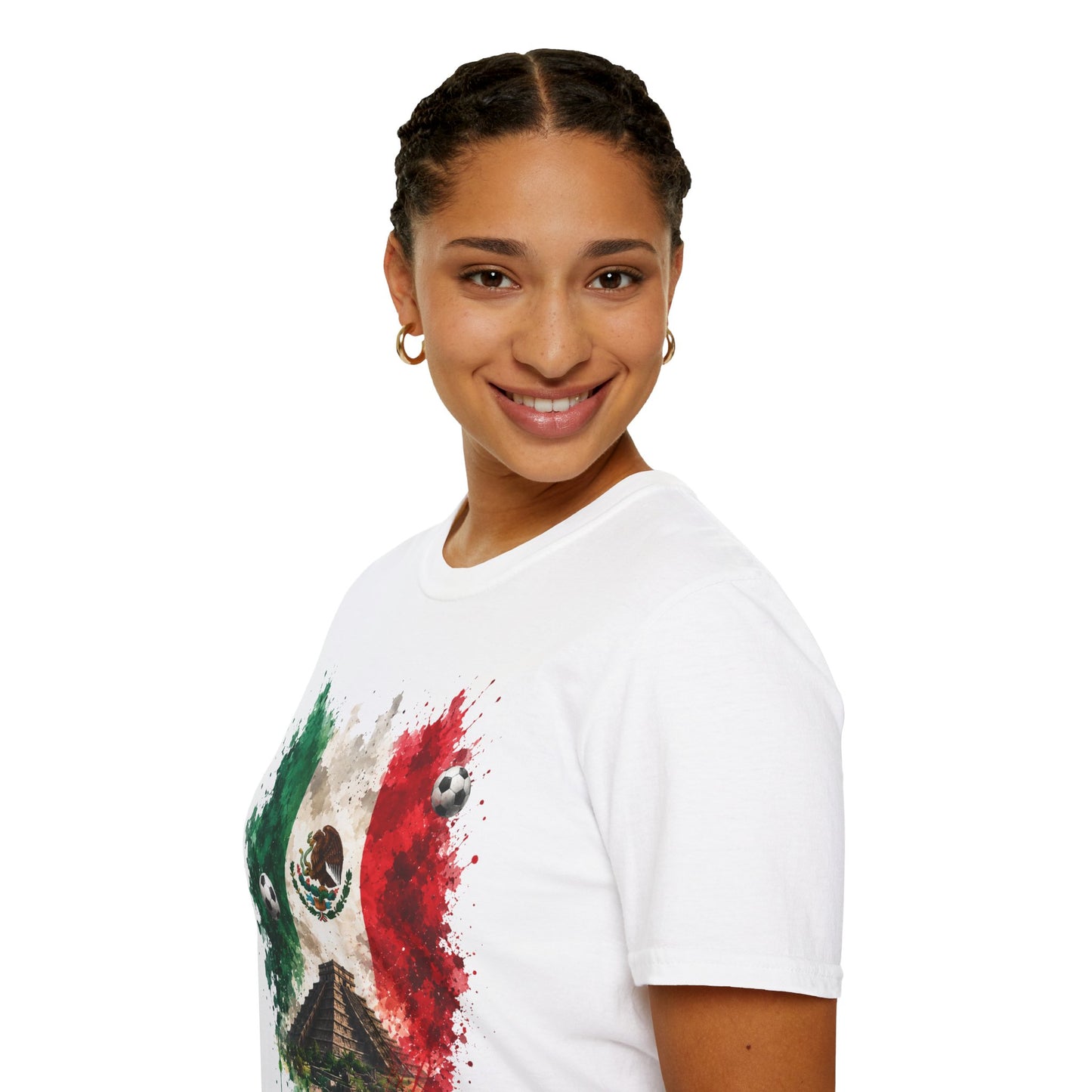 Mexico Soccer Flag T-Shirt — Mexican Flag, Pyramid & Football Fan Tee