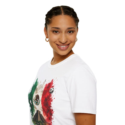 Mexico Soccer Flag T-Shirt — Mexican Flag, Pyramid & Football Fan Tee