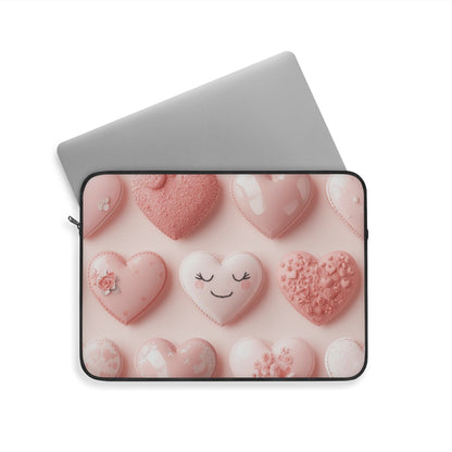Heart Pattern Laptop Sleeve — Cute Pink Kawaii Hearts Valentine’s Laptop Case
